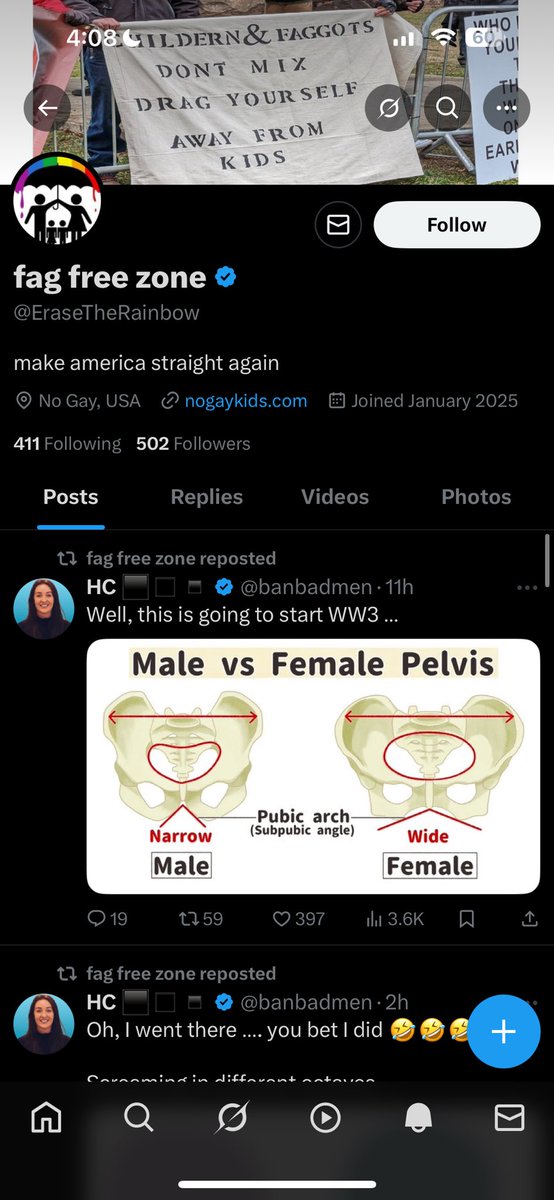 <a href="/EraseTheRainbow/">Fag Free Zone</a> y’all look at this clown bro 😂🤣 imagine having so many personal problems you make a whole page about shit like this because you care way to much 🥲 what a sad miserable life you must have.