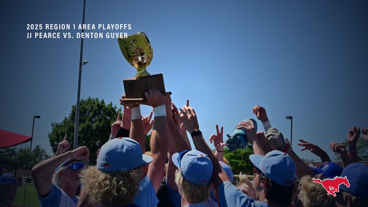 6A Region 1 Area Playoffs
JJ Pearce vs. Denton Guyer

Thursday, May 8 
Game 1 at Guyer 7pm

Friday, May 9
Game 2 at Pearce  7pm

Saturday, May 10 If Necessary 
Game 3 TBA

#Mustangball | #BeatGuyer