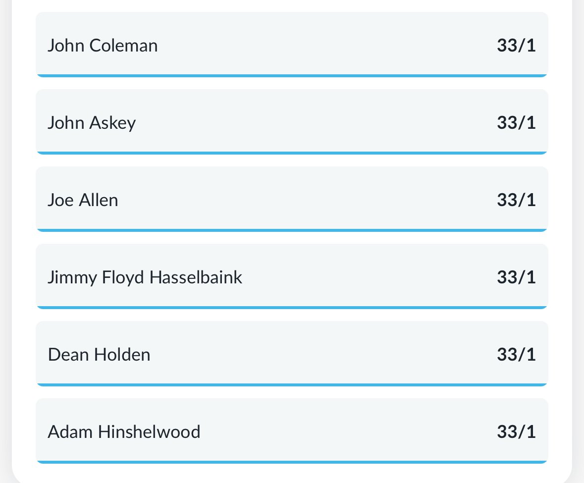 GasNewManager's tweet image. 5.5.2025 Early Morning Update
DC still favourite, but Michael Duff has shot up to 2nd place

Top 6
1️⃣ Darrell Clarke 4/9
2️⃣ Michael Duff 15/8
3️⃣ Ian Evatt 8/1
4️⃣ Jon Brady 8/1
5️⃣ Ian Holloway 16/1
6️⃣ Garry Monk 16/1