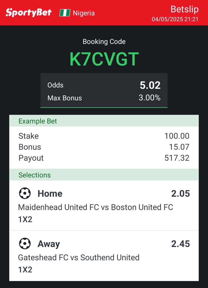subcode4's tweet photo. 8fvguHey check out the bet I just placed on Sportybet! https://t.co/z72WUBdNgL https://t.co/k9lqJBPvBv