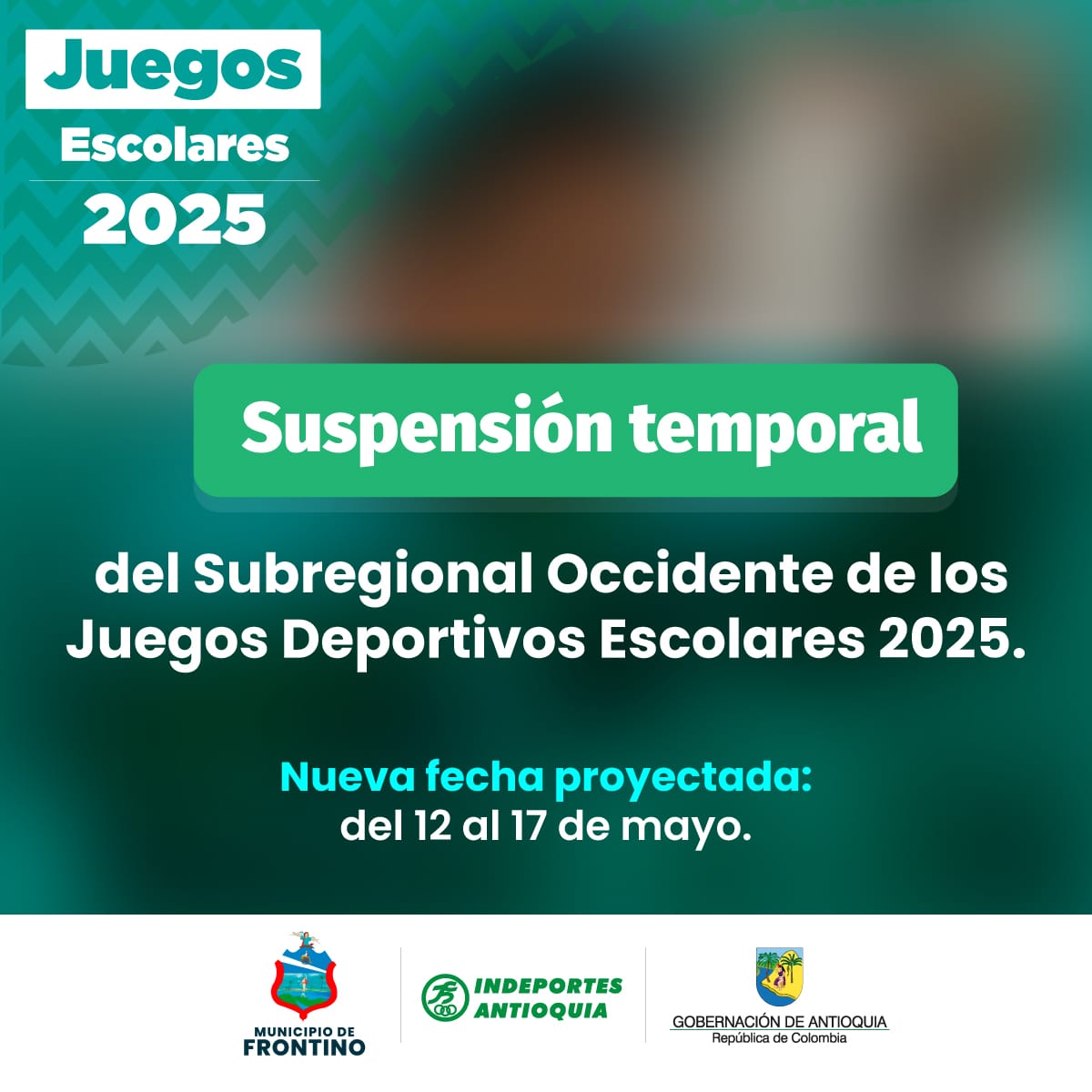 Modificadas las fechas del Subregional Occidente de los Juegos Deportivos Escolares  2025, con el propósito de cuidar la seguridad de los participantes. 

Nuevas fechas: Del 12 al 17 de mayo, confiando en que estén dadas las condiciones de seguridad. 

👉🏼 goo.su/WdpOZz