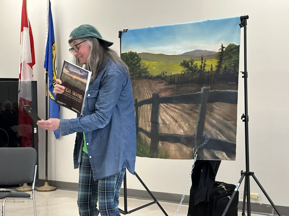 SenatorRobBlack's tweet image. Thanks to the Wellington County Historical Society for asking Playwright Dale Hamilton to perform her one-woman show ‘She Won’t Come in from the Field” today, at their spring public meeting. The @SenateCA #AGFO Soil Health Report ‘Critical Ground’ features prominently in the…