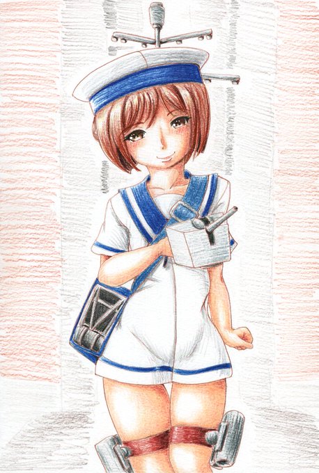 #こどもの日 #過去絵 今日5月5日は「こどもの日」です 海防艦娘と駆逐艦娘 貼るっきゃないよな! …なに?違う? そりゃ、ガンスリのヘンリエッタ(日振)とリコ(レーベ)のコスプレだしね ←ぉぃ