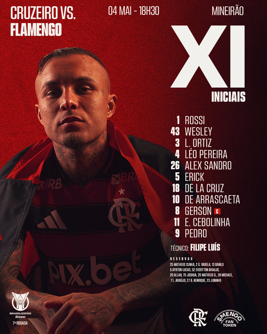 MENGÃO ESCALADO! Saiba como vai a campo o mengão!