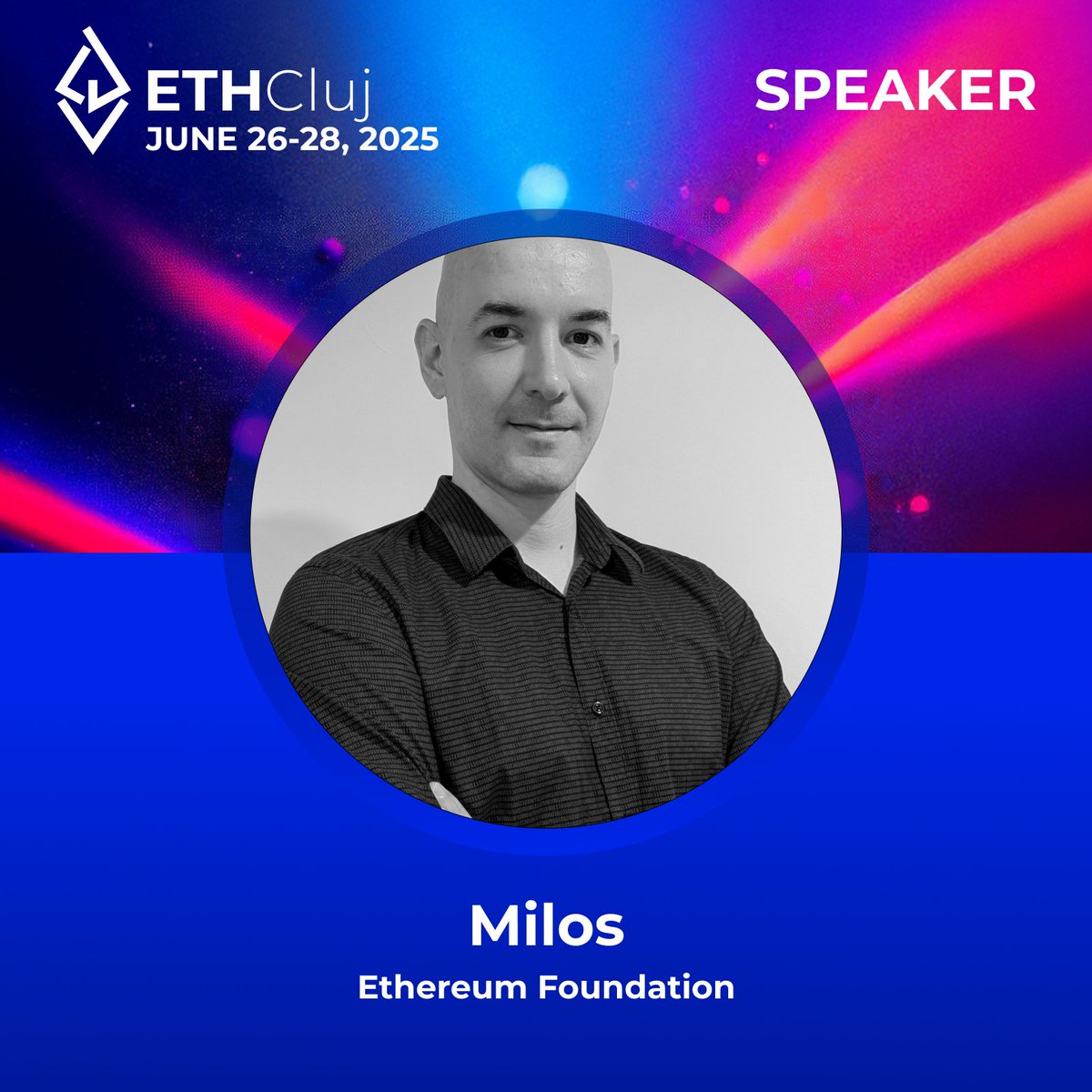 ETHCluj (@ethcluj) on Twitter photo Get ready to hear from <a href="/MorphNetrunner/">Milos Stankovic</a> from <a href="/ethereumfndn/">Ethereum Foundation</a> who will be joining us as a speaker for #ETHCluj 🙌
He is a core #Ethereum protocol dev, focused on Portal Network, Statelessness and light clients.
Book your ticket
🗓️26-28 Jun
🎟️app.moongate.id/e/eth-cluj-2025 Get ready to hear from <a href="/MorphNetrunner/">Milos Stankovic</a> from <a href="/ethereumfndn/">Ethereum Foundation</a> who will be joining us as a speaker for #ETHCluj 🙌
He is a core #Ethereum protocol dev, focused on Portal Network, Statelessness and light clients.
Book your ticket
🗓️26-28 Jun
🎟️app.moongate.id/e/eth-cluj-2025