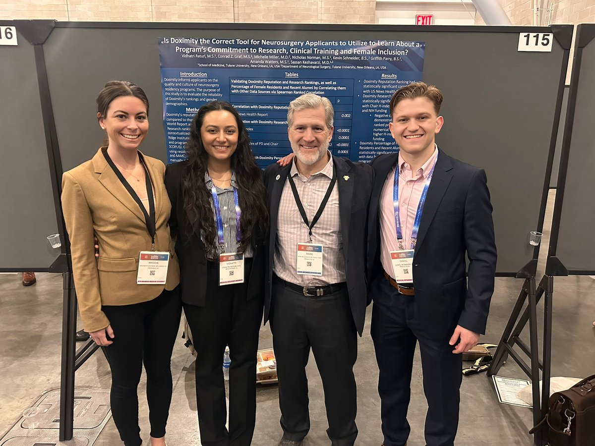 tulaneaans's tweet photo. Our students had an incredible time at #AANS2025, from reconnecting with mentors and friends, learning from leaders, to sharing their research with the neurosurgical community. We’re proud of their dedication and growth! https://t.co/72vQjwxWt6