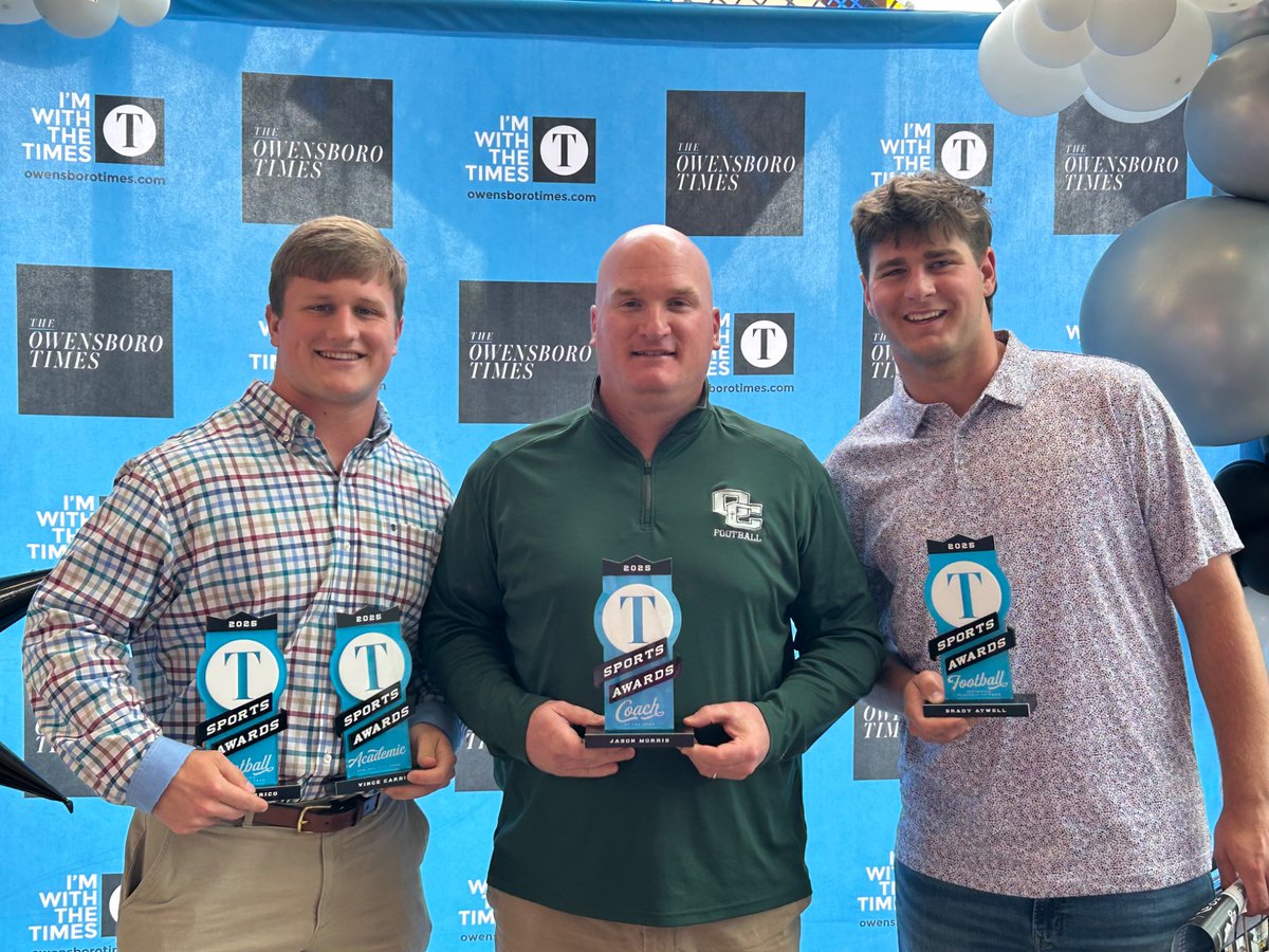 Jason Morris (@jasonmorris02) on Twitter photo Thanks to <a href="/OwensboroTimes/">Owensboro Times</a> for the All Sports Coach of the Year Award, and also recognizing Vince Carrico and Brady Atwell as Defense and Offense players of the year! Go Aces!
<a href="/carrico_vincent/">Vince Carrico</a> <a href="/BradyAtwell5/">Brady Atwell</a> <a href="/OCath_Football/">Owensboro Catholic Football</a> Thanks to <a href="/OwensboroTimes/">Owensboro Times</a> for the All Sports Coach of the Year Award, and also recognizing Vince Carrico and Brady Atwell as Defense and Offense players of the year! Go Aces!
<a href="/carrico_vincent/">Vince Carrico</a> <a href="/BradyAtwell5/">Brady Atwell</a> <a href="/OCath_Football/">Owensboro Catholic Football</a>
