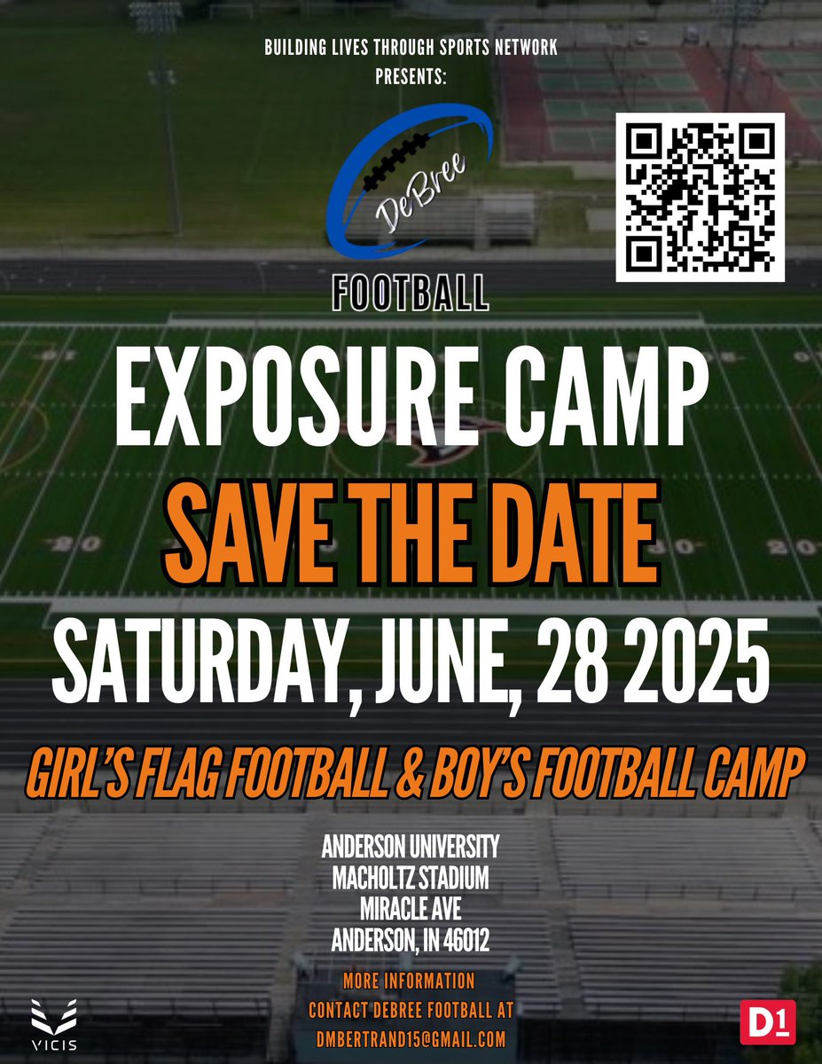 Derek Bertrand(DeBree Football) (@derekbertrand15) on Twitter photo Who will be at this HUGE event⁉️ The colleges are stacking up‼️ Come compete <a href="/AUFootball__/">Anderson University Football</a> on June 28th⚡️
Girls Flag Football 11am-1pm
debreefootball.com/event-details/…
High School Exposure Camp 1pm-4pm
debreefootball.com/event-details/… Who will be at this HUGE event⁉️ The colleges are stacking up‼️ Come compete <a href="/AUFootball__/">Anderson University Football</a> on June 28th⚡️
Girls Flag Football 11am-1pm
debreefootball.com/event-details/…
High School Exposure Camp 1pm-4pm
debreefootball.com/event-details/…