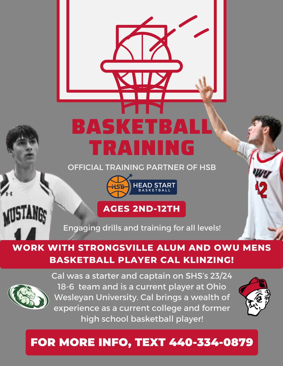 Head Start Basketball (@hdstarthoops) on Twitter photo π Take your game to the next level! Train with Strongsville alum & current OWU basketball player @CalKlinzing14
πͺ Open to grades 2-12. Skills, drills & elite guidance from a college athlete!
π² Text 440-334-0879 for more info!
#BasketballTraining #HeadStartHoops <a href="/hoopheadspod/">hoopheadspod</a> π Take your game to the next level! Train with Strongsville alum & current OWU basketball player @CalKlinzing14
πͺ Open to grades 2-12. Skills, drills & elite guidance from a college athlete!
π² Text 440-334-0879 for more info!
#BasketballTraining #HeadStartHoops <a href="/hoopheadspod/">hoopheadspod</a>