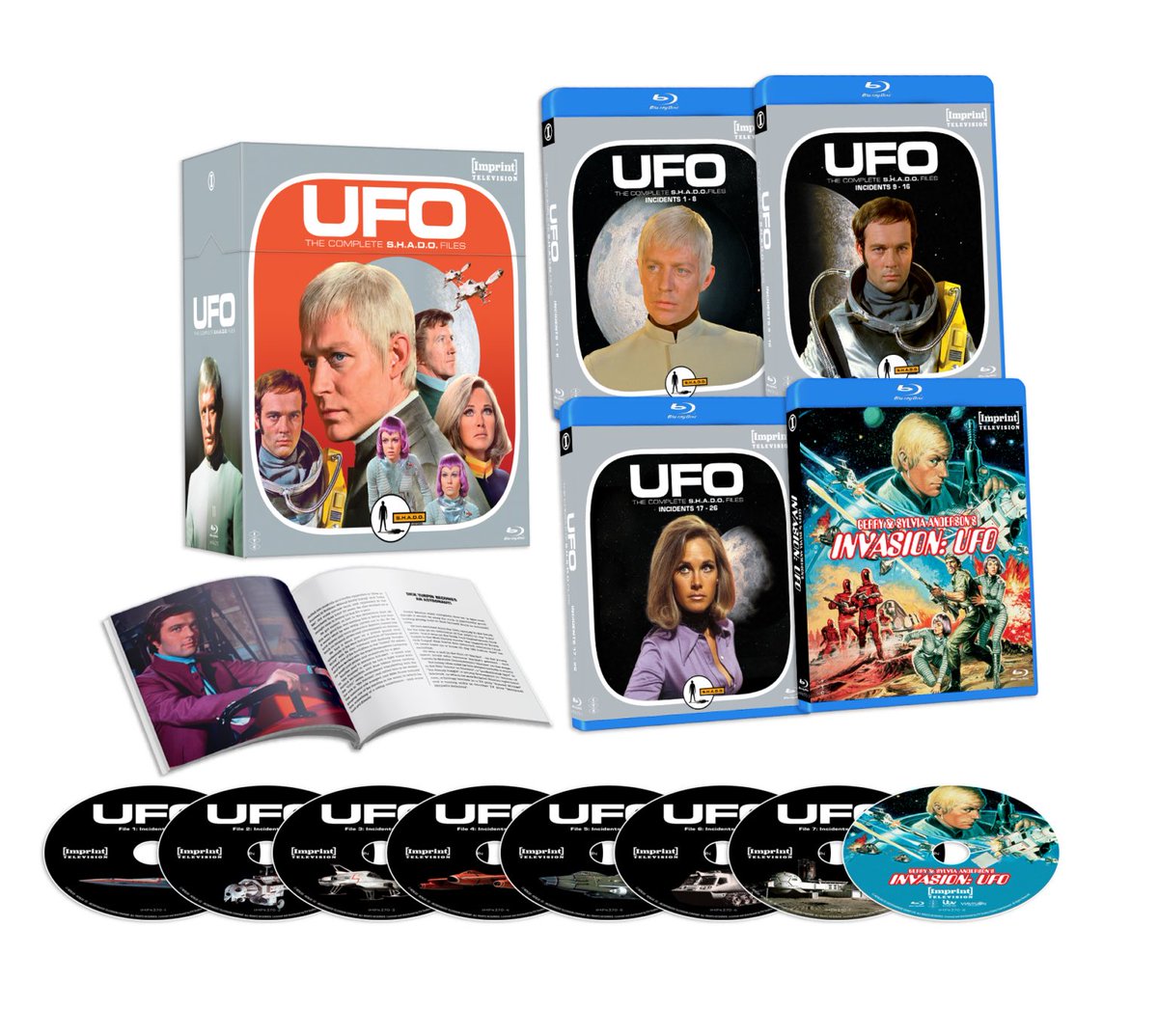 TimeLordDrew61's tweet photo. Thank you @imprint_films ViaVision for the perfect viewing treat this Bank Holiday Weekend. With the arrival of this beautiful Box set of Gerry & Sylvia Anderson’s UFO in glorious Blu Ray Sound & Picture quality. #UFO #EdBishop #GeorgeSewell #MichaelBillington #WandaVentham https://t.co/PRk7arWbSy