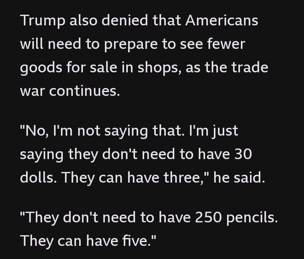 The whole driver of US success relies on being able to have 30 dolls and 250 pencils to choose from...