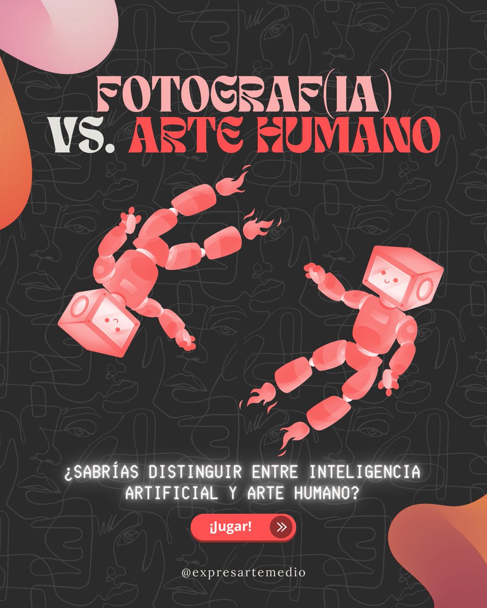_expresArte_'s tweet photo. ¿Crees que podrías diferenciar una obra hecha por una persona de una generada por inteligencia artificial?

Te retamos a descubrirlo en un minijuego visual que hemos preparado. 🤖🧠

📲 Disfruta el Capítulo 5. Link en el perfil‼️

#InteligenciaArtificial #ExpresArte #IA https://t.co/Rw3fMGC7Zr