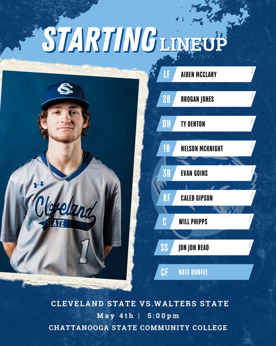 Cleveland State ⚾️ (@cscc_bsb) on Twitter photo Starting lineup for today’s game against Dyersburg State!
<a href="/CS_Athletics/">Cleveland State Cougars</a>
#ClevelandStateBaseball Starting lineup for today’s game against Dyersburg State!
<a href="/CS_Athletics/">Cleveland State Cougars</a>
#ClevelandStateBaseball