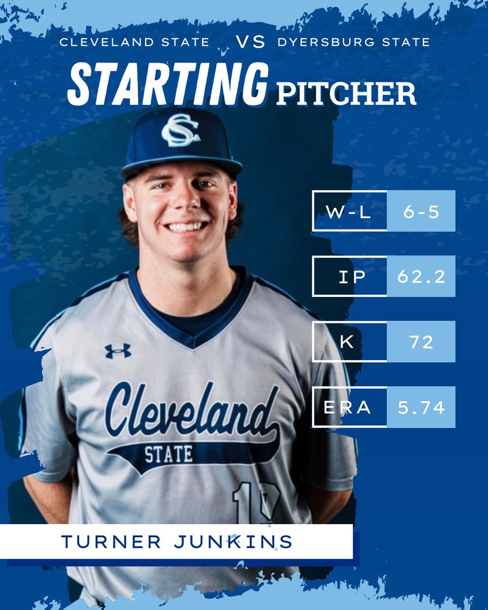 Cleveland State ⚾️ (@cscc_bsb) on Twitter photo Starting pitcher for today’s game against Dyersburg State is Turner Junkins!
<a href="/CS_Athletics/">Cleveland State Cougars</a>
#ClevelandStateBaseball Starting pitcher for today’s game against Dyersburg State is Turner Junkins!
<a href="/CS_Athletics/">Cleveland State Cougars</a>
#ClevelandStateBaseball