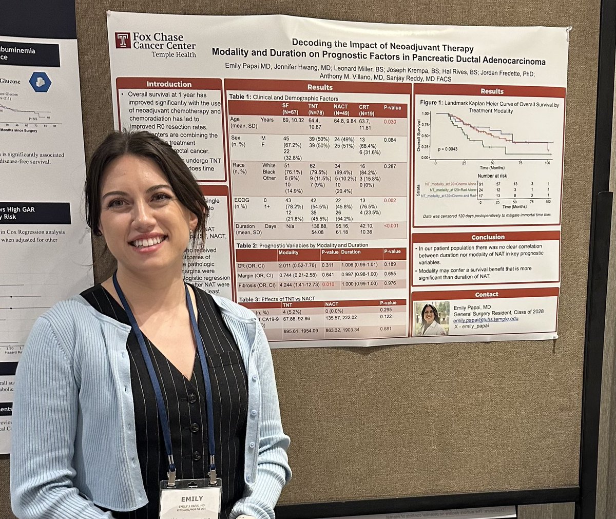 SanjaySReddy's tweet image. So proud of our @FoxChaseSurgOnc #surgicaloncology research residents @emily_papai and Jenny Hwang for another successful @SSATNews @PancreasClub #DDW2025 presentations #pancreascancer 💜 Also, congrats to @templemedschool #MS2 Hal Rives for his 1st national meeting presenting!…