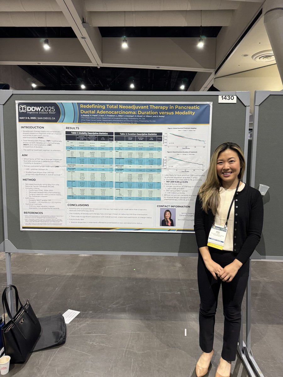 SanjaySReddy's tweet image. So proud of our @FoxChaseSurgOnc #surgicaloncology research residents @emily_papai and Jenny Hwang for another successful @SSATNews @PancreasClub #DDW2025 presentations #pancreascancer 💜 Also, congrats to @templemedschool #MS2 Hal Rives for his 1st national meeting presenting!…