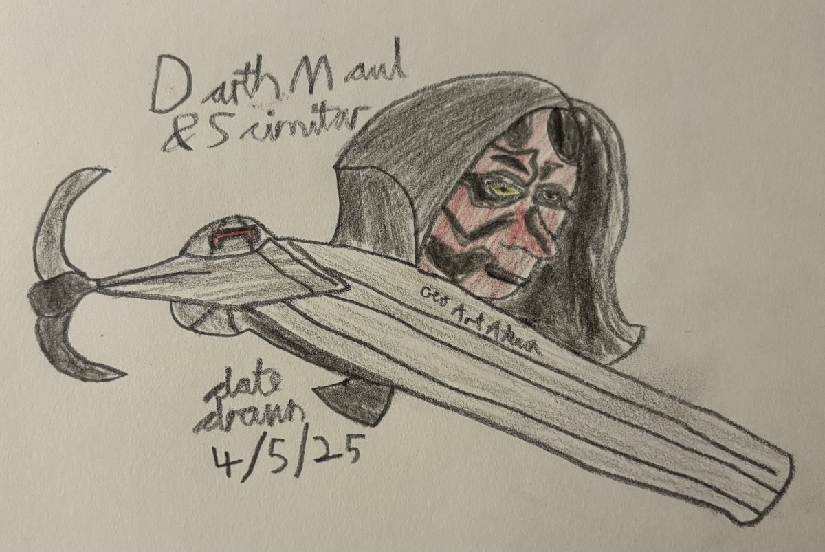 GeoArtAttack's tweet image. May The 4th Be With You! 6 years straight, I’ve done a Star Wars drawing on May 4th! As here’s Darth Maul with his ship, the Scimitar #geoartattack #art #artwork #artist #starwars #starwarsart #starwarsartwork #DarthMaul #Scimitar #MayThe4th #StarWarsDay #freehanddrawing