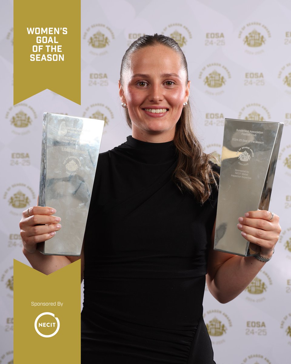 SAFCWomen's tweet photo. Libbi McInnes scoops her second award of the evening, as her strike against Durham is named Goal of the Season! 🎯👏 https://t.co/UsRMyHg98Q