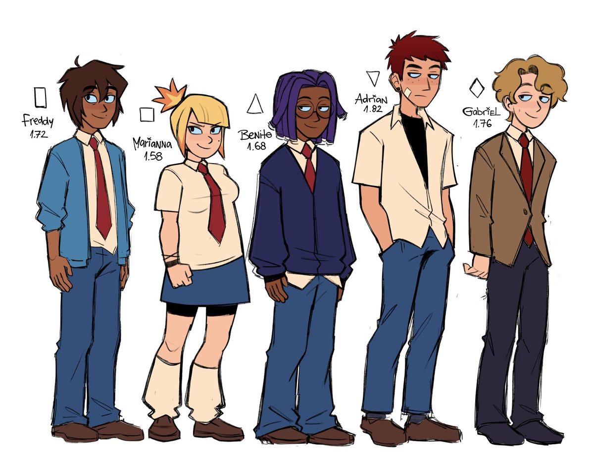 Hola tuiter hice sketches de referencia de mis hijos, no me decido si usar colores desaturados o no mm #fhs #fnafhs #fhsAU #fhsUA