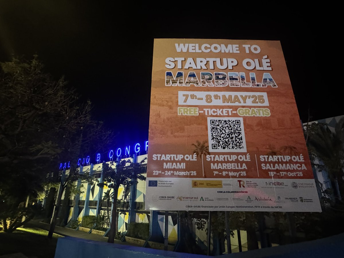 #StartupOle #Marbella 
7th-8th May’25
#web: startupolemarbella.eu
PALACIO DE FERIAS, CONGRESOS Y EXPOSICIONES DE MARBELLA SL 

Get your #Free #ticket:
lnkd.in/dJ_YSBgf