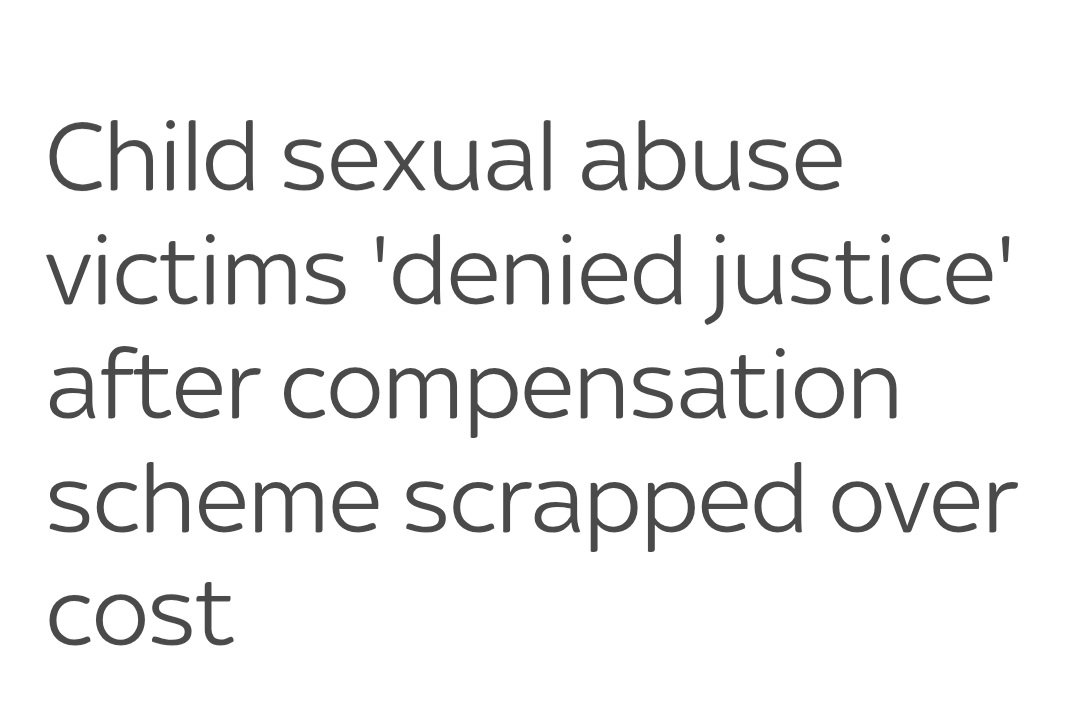The governments in Scotland and
Northern Ireland have set up
compensation schemes and paid
hundreds of millions of pounds to
victims of child sexual abuse - but
ministers admit that a similar
programme for the rest of the UK
has been shelved,. Can Labour get any lower 🤬