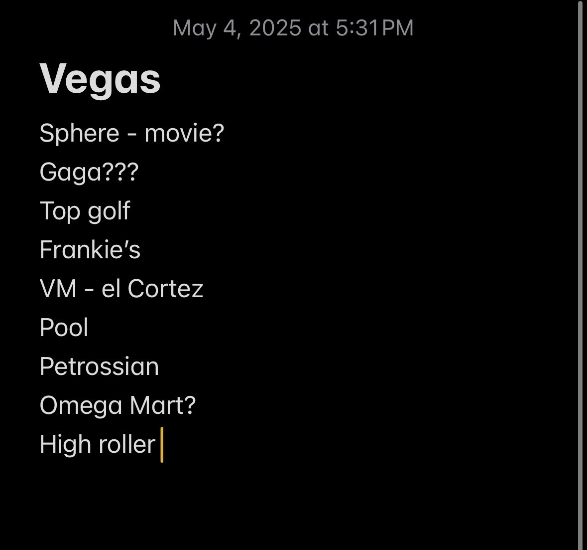 TimyB652's tweet image. My list for Vegas in July:
@itsvegasmatt @RealW2Jesus @TheRealWBG @EJ