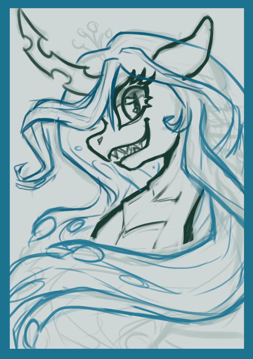 Unfinished sketch from 2023. At the time, I was trying to make a creepy chrysalis design for a foil print. I think the concept was cool.