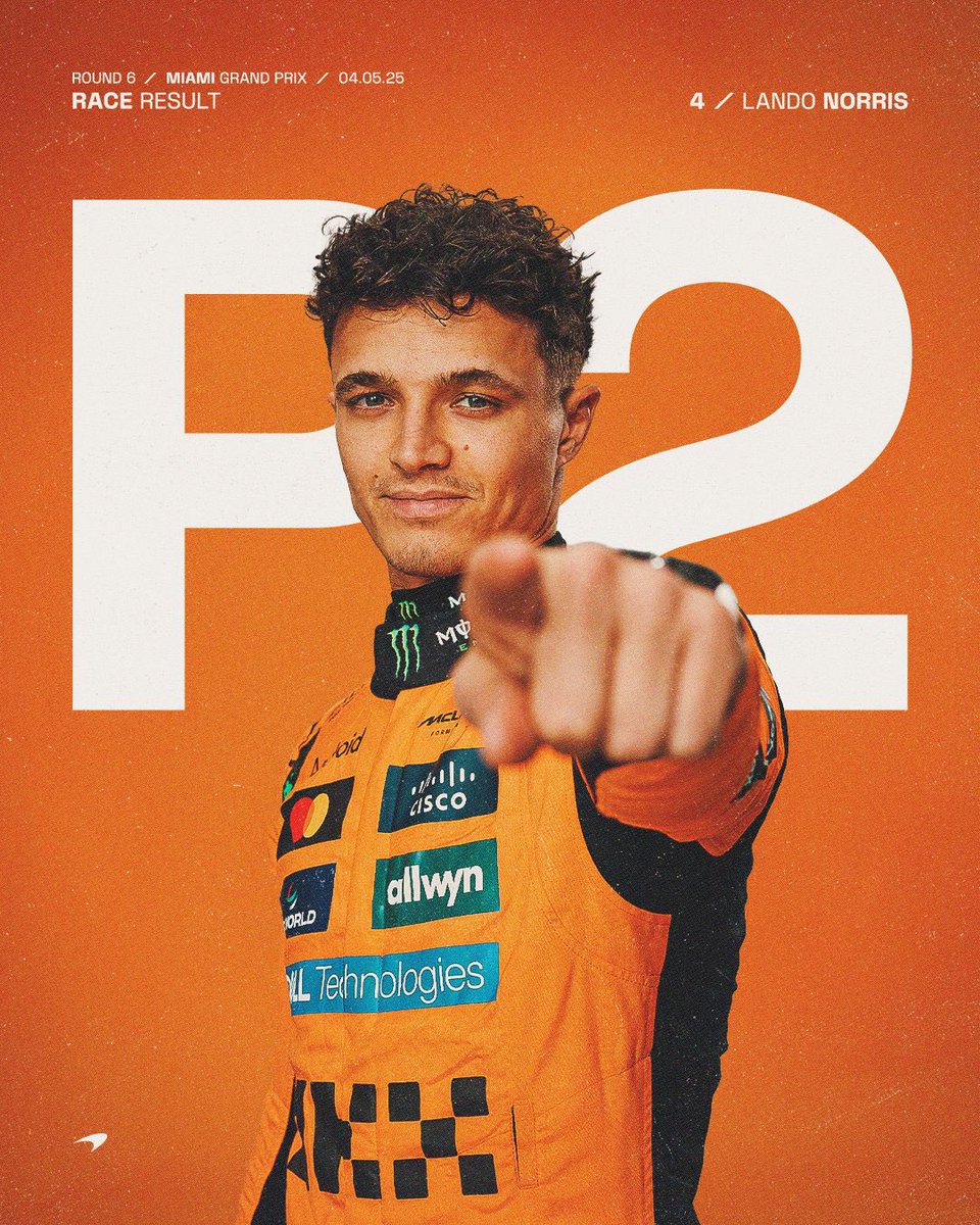 McLarenF1's tweet photo. What a performance! 👏 

An incredible effort from Lando to take to the podium in Miami! 🧡 

#McLaren | #MiamiGP 🌴 https://t.co/hFkvBKoJMs