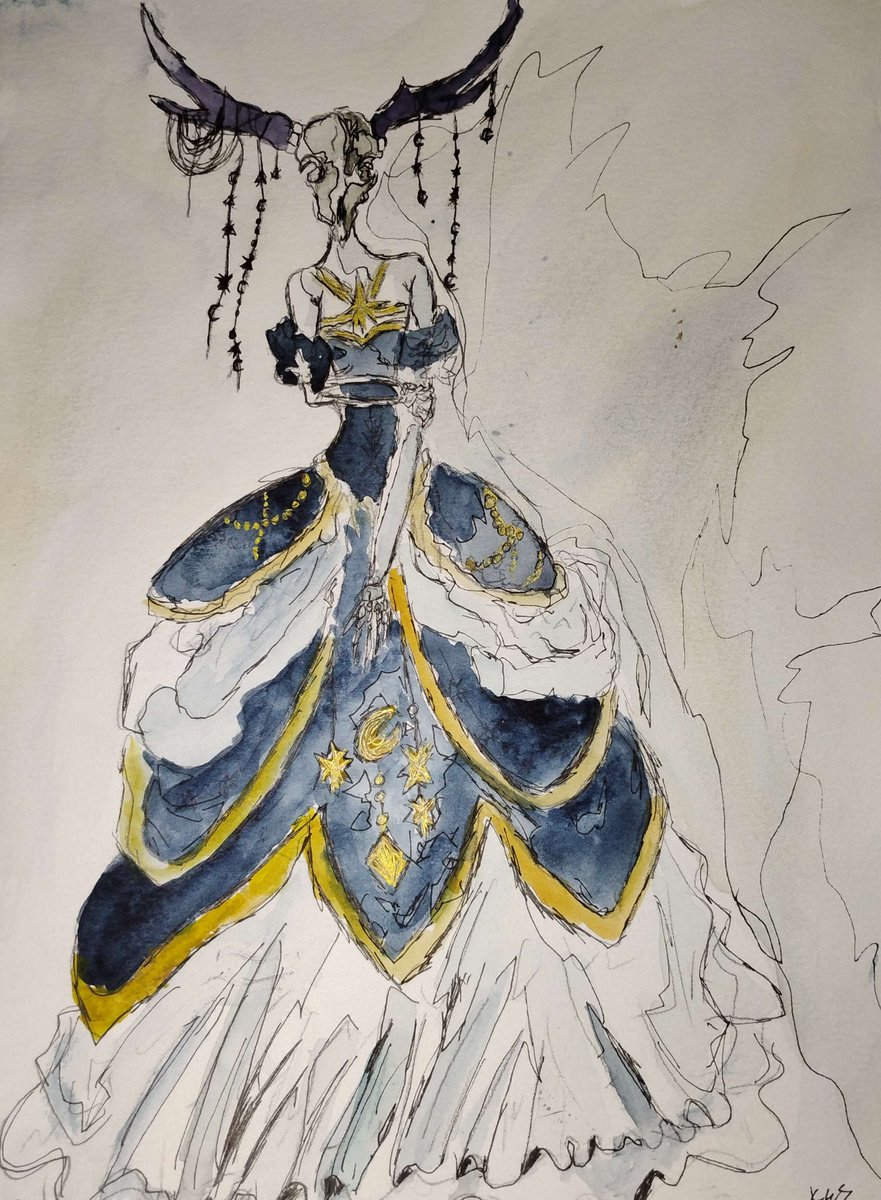 SnailKayl's tweet photo. Pretty creature in a gown, prettiest at the ball. #watercolorpainting #Watercolour https://t.co/GWMDYduKst