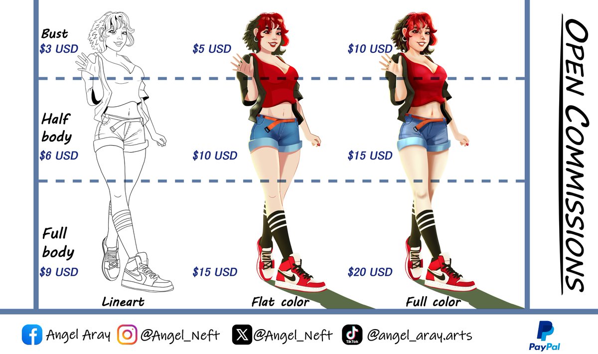 Hi! I have commissions open.

 I'll leave the prices in the images below. If you're interested, please send me a DM.

You can check out my art on my profile and especially on my Instagram. Thanks for your attention! :)

#Commission #commissionopen #opencommission