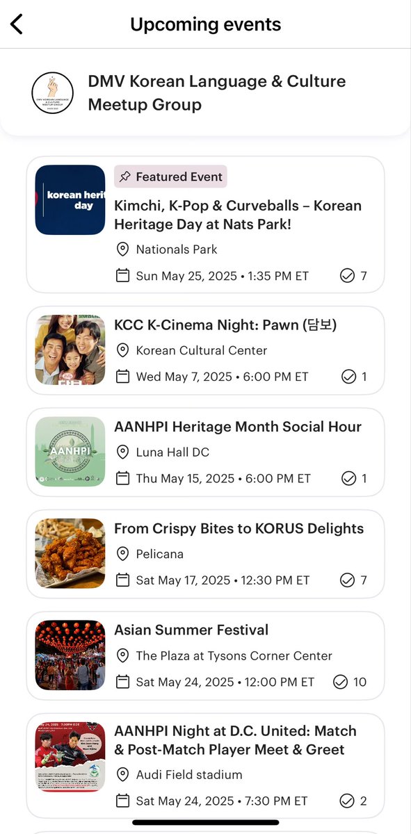 This month's packed with exciting events! We hope you'll join in—sign up, connect, and make it unforgettable. Don't miss out! 🎉 Check out DMV Korean Language &amp; Culture Meetup Group on Meetup meetup.com/dmv-koreaphiles