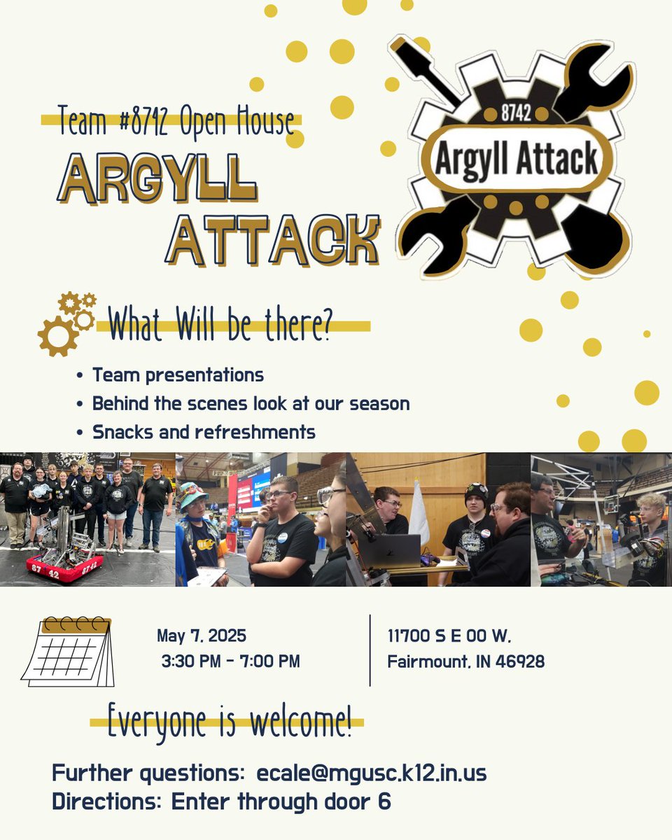 Join the MGHS robotics program for an open house this Wednesday, May 7, from 3:30-7 p.m. for  an open house! Hear presentations from the team and learn more about this exciting program.

#WeAreMG