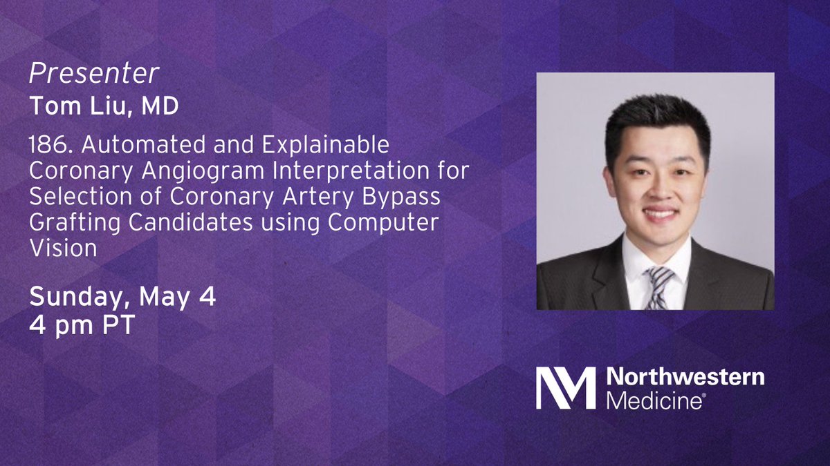 Join Tom Liu, MD, at #AATS25 for his session, “Automated and Explainable Coronary Angiogram Interpretation for Selection of Coronary Artery Bypass Grafting Candidates using Computer Vision.” <a href="/AATSHQ/">AATS</a> #NMatAATS. See the full schedule here: breakthroughsforphysicians.nm.org/cardiovascular…