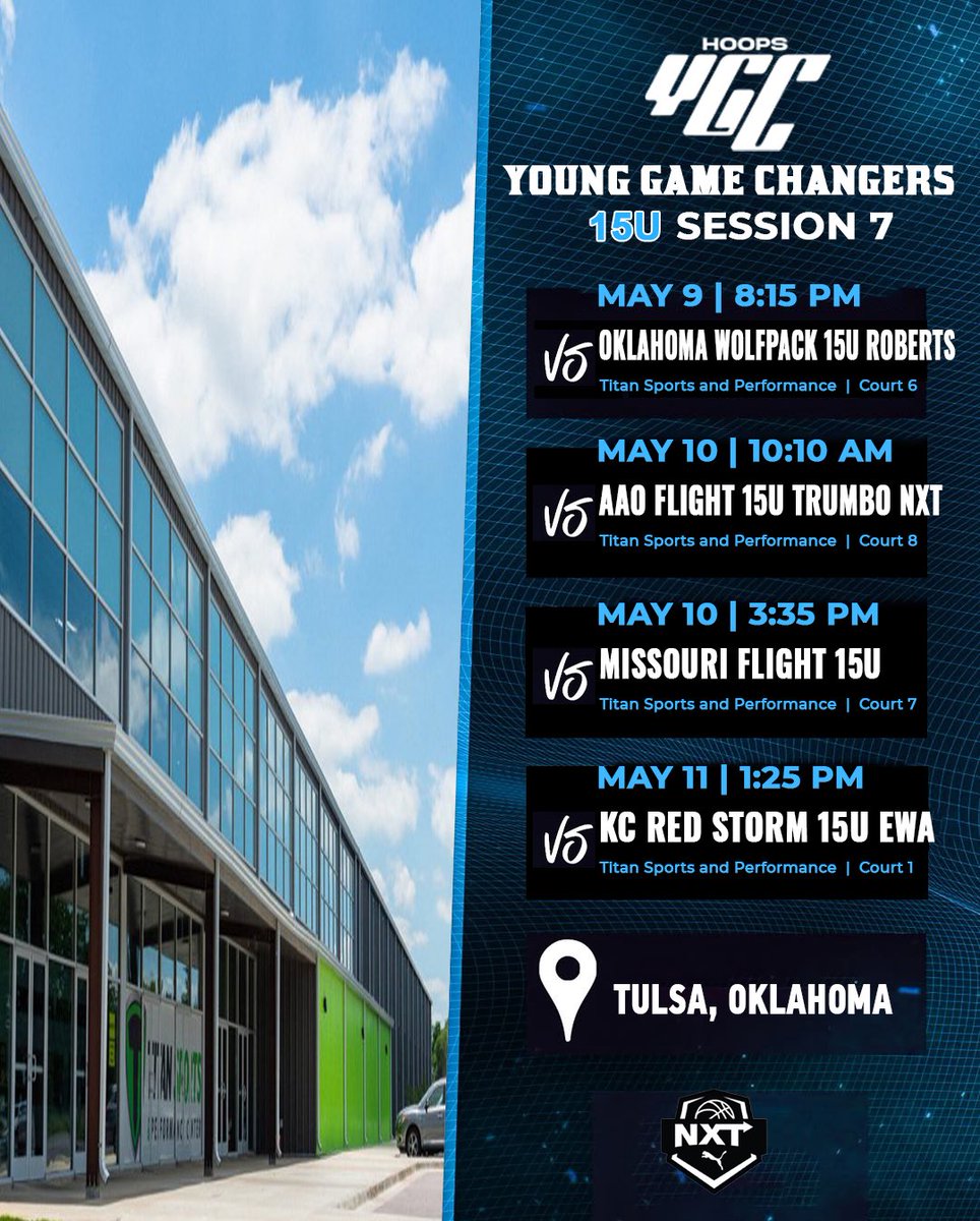 We 🌐utside! Catch us at Puma @pro16league Session 7‼️

📍Tulsa, Oklahoma
🏟️Titan Sports Complex 

Peep our squad’s schedule for all the weekend action! 🗓️🏀🤩

#ygcfamily🌐 #pumahoops #we🌐utside