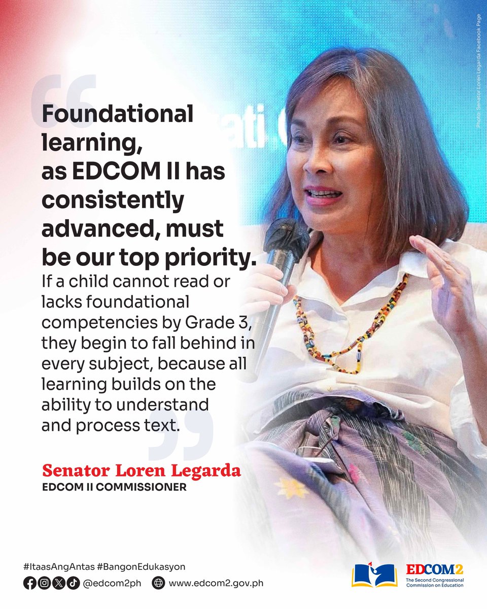 EDCOM 2 (@edcom2ph) on Twitter photo Senator <a href="/loren_legarda/">Loren Legarda</a>, Commissioner of EDCOM 2 - The Second Congressional Commission on Education , urged immediate attention to strengthening learnersโ foundational competencies following data showing that 18.9 million Filipinos who graduated from the countryโs basic education Senator <a href="/loren_legarda/">Loren Legarda</a>, Commissioner of EDCOM 2 - The Second Congressional Commission on Education , urged immediate attention to strengthening learnersโ foundational competencies following data showing that 18.9 million Filipinos who graduated from the countryโs basic education