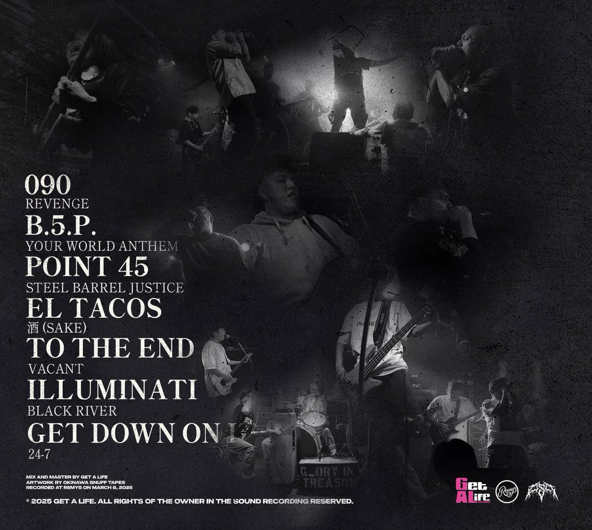 OKINAWA SNUFF TAPES プレゼンツ
［Okinawa Hardcore Mixtape］VOL.1
💿 限定100枚 CD ¥2,000 💿

沖縄ハードコア7バンドによるライブ音源を収録！
CDの入手はOST、または各バンドへDMを！
※各バンドごとに10枚限定販売となります。

【収録バンド】
TO THE END <a href="/tte098/">TO THE END</a> 
ILLUMINATI <a href="/illuminati_oki/">illuminati_oki</a>