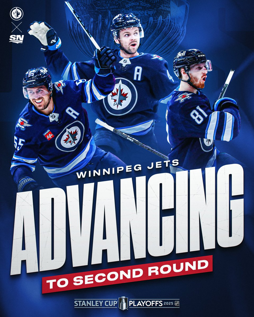Sportsnet's tweet image. THE JETS ARE FLYING INTO THE SECOND ROUND OF THE #STANLEYCUP PLAYOFFS 🤯✈️