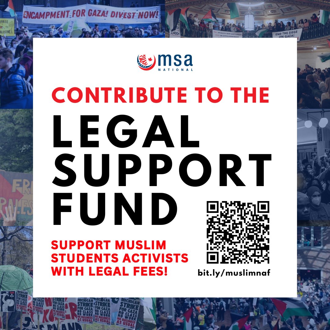 In light of recent attacks on our community, we are asking our ummah to come together to help our Muslim students pay for things like lawyers and bail support. 

#MSAnational #MSA #CAIR #muslim #muslimstudentassociation