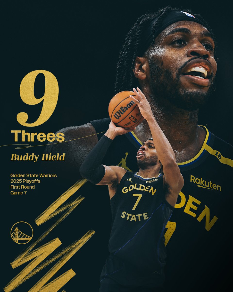 warriors's tweet image. With NINE made tonight, Buddy Hield has tied the NBA record for most threes in a Game 7🔥