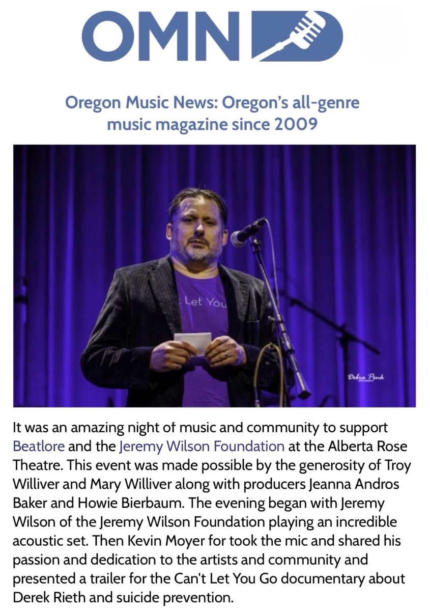Thanks <a href="/oregonmusicnews/">Oregon Music News</a> <a href="/OMNWire/">OregonMusicNewsWire</a> What a great night emceeing Can’t Let You Go – a benefit concert featuring OG8 and guest artist Jeremy Wilson  celebrating the life of Derek Rieth of <a href="/PinkMartiniBand/">Pink Martini</a>  and raising money for the <a href="/TheJWF/">The Jeremy Wilson Foundation</a>, the <a href="/beatloredoc/">Beatlore Documentary</a>, and suicide prevention. XO