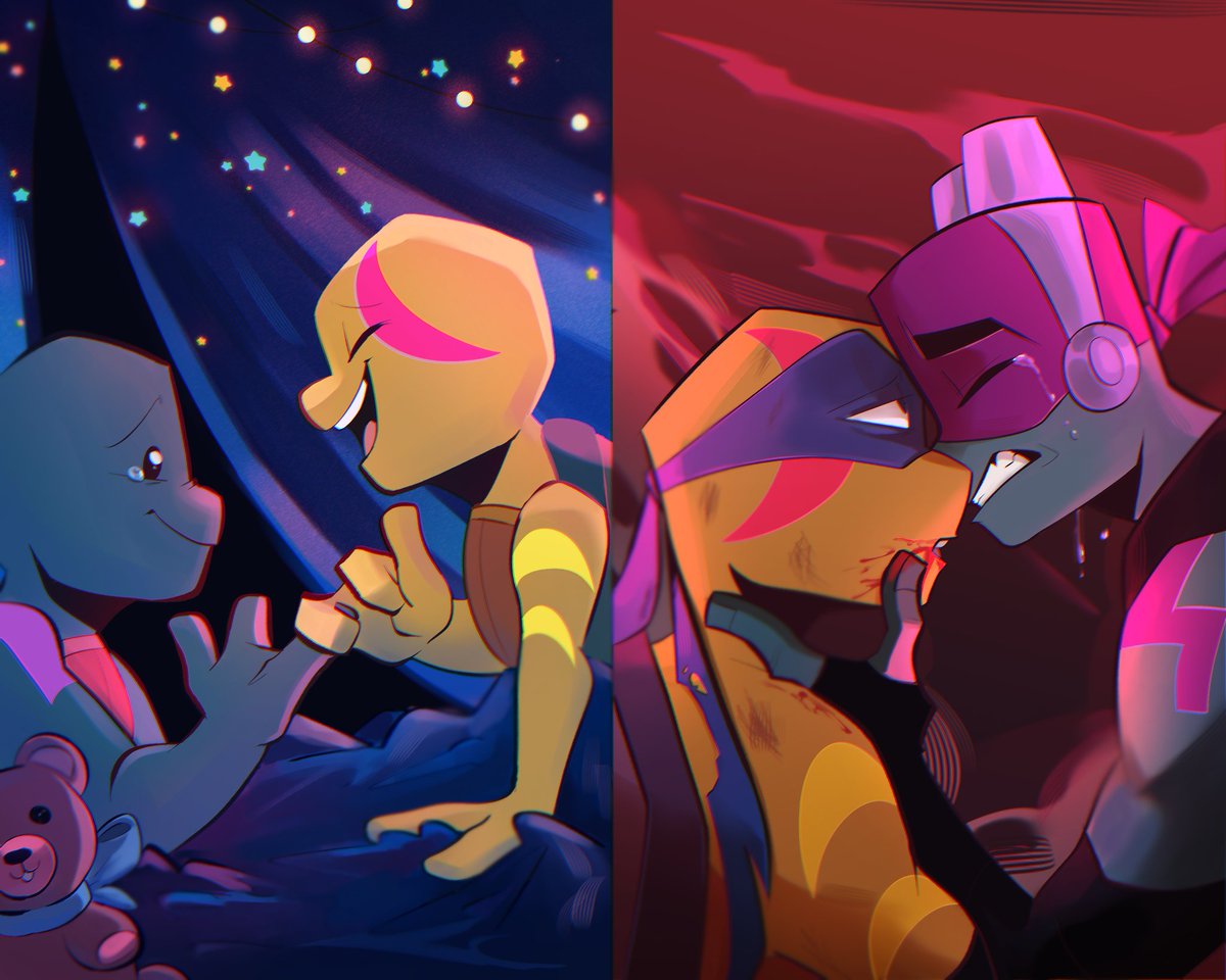 -I, Leonardo Tamato, promise that we'll always be together no matter what happens
-It's Hamato, Nardo
💙Whatever. Just know that I promised!💜

Commission for <a href="/RreDuchess3/">Duchess</a> for their fic "Nightmare Come True" 
#TCEST #rottmnt #leotello