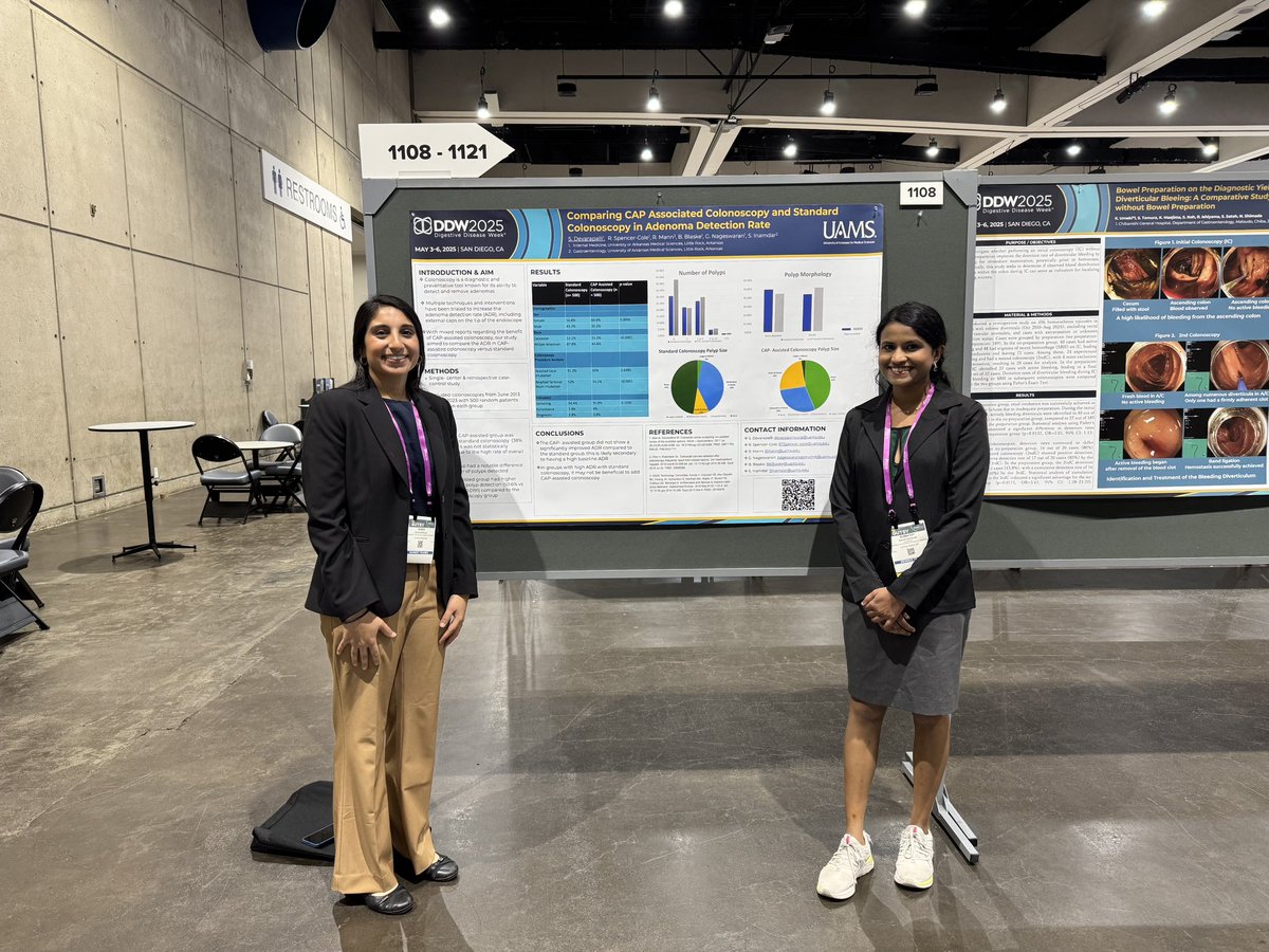 UAMS Division of Gastroenterology & Hepatology (@uams_gihep) on Twitter photo Proud of our residents who presented their research today at #DDW2025
Congratulations to <a href="/SDK2011/">Suria Khurana</a> and <a href="/NagGomathy/">Gomathy Aarthy Nageswaran</a> .
The future of GI/Hepatology looks promising.
<a href="/DDWMeeting/">Digestive Disease Week</a> <a href="/uamshealth/">UAMS Health</a> Proud of our residents who presented their research today at #DDW2025
Congratulations to <a href="/SDK2011/">Suria Khurana</a> and <a href="/NagGomathy/">Gomathy Aarthy Nageswaran</a> .
The future of GI/Hepatology looks promising.
<a href="/DDWMeeting/">Digestive Disease Week</a> <a href="/uamshealth/">UAMS Health</a>
