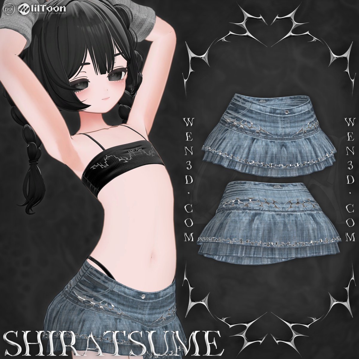 [ Shiratsume | しらつめ Denim-Skirt-01 ]
🎉Sale | セール | 促销期间 | 세일 기간; &lt; 5/05~5/12 &gt;

🎁Giveaway | プレゼント企画 | 赠品活动 | 사은 이벤트; 3 winners &lt; RT &amp; Follow &gt;

Shop | ショップ | 商店 | 샵; wen3d.com/b/khsRO
-
#vrchat #booth #wen_3D #shiratsume_items