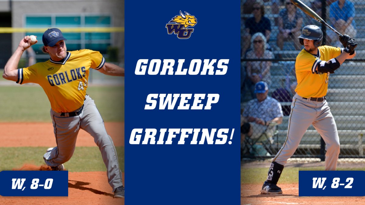 The No.14 Gorloks sweep the Griffins! 

G1: Joel Arsenault became the NCAA Div. III saves leader with 11th save. Evan Evola had three hits and two RBI's. Ryan Greifelt secured 11th win of the season (ranks 2nd in Div. III).

G2: Evola and Ryan Hartz had two RBI's each.