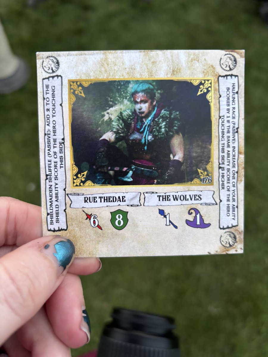 nixynakks's tweet photo. One of my friends in my faction (The wolves) got my character card in a booster pack!!!
I love my card effects! Shieldmaiden shuffle and Halfling rage.
From the Lorien Trust, LARP group, in-game card game called WARBAND
Ahhhh!! I feel so cool!
#warband #LorienTrust #LARP https://t.co/qItTfhCSuB
