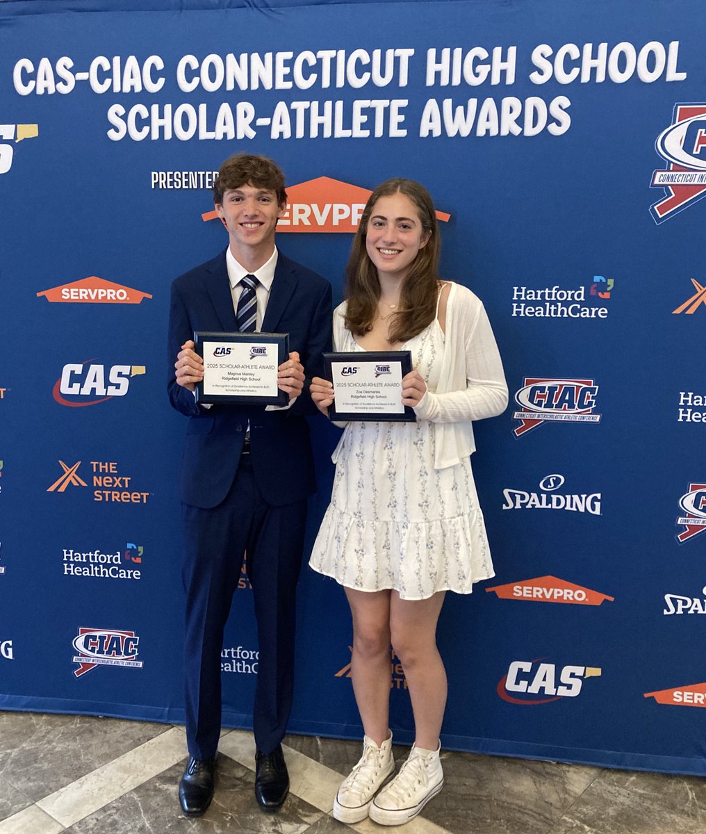 Dane Street (@ridgefieldad) on Twitter photo Congratulations to our <a href="/ciacsports/">CIAC Sports</a> 2025 Scholar-Athletes… Zoe Desmarais and Magnus Manley! Congratulations to our <a href="/ciacsports/">CIAC Sports</a> 2025 Scholar-Athletes… Zoe Desmarais and Magnus Manley!