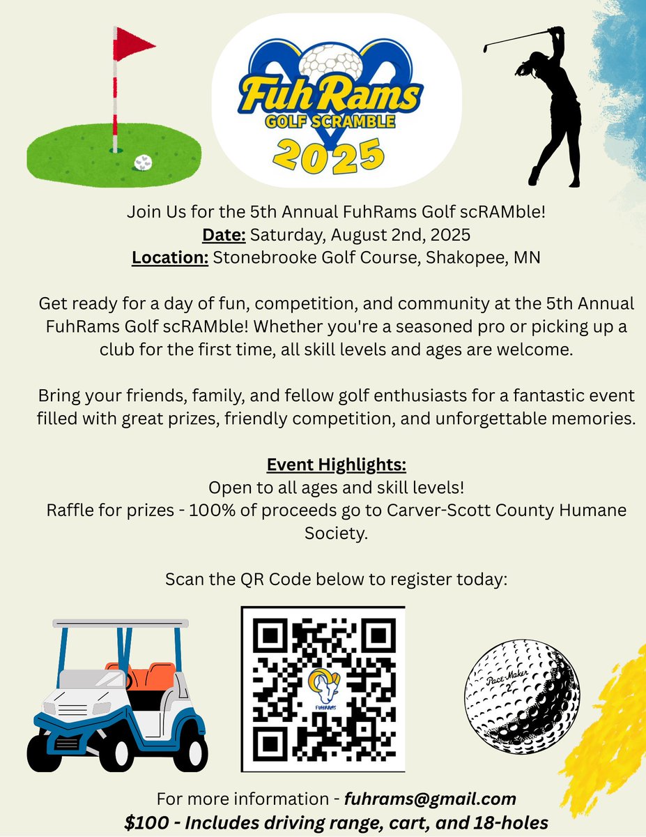 Feel free to sign up for 5th Annual FuhRams Golf ScRAMble -