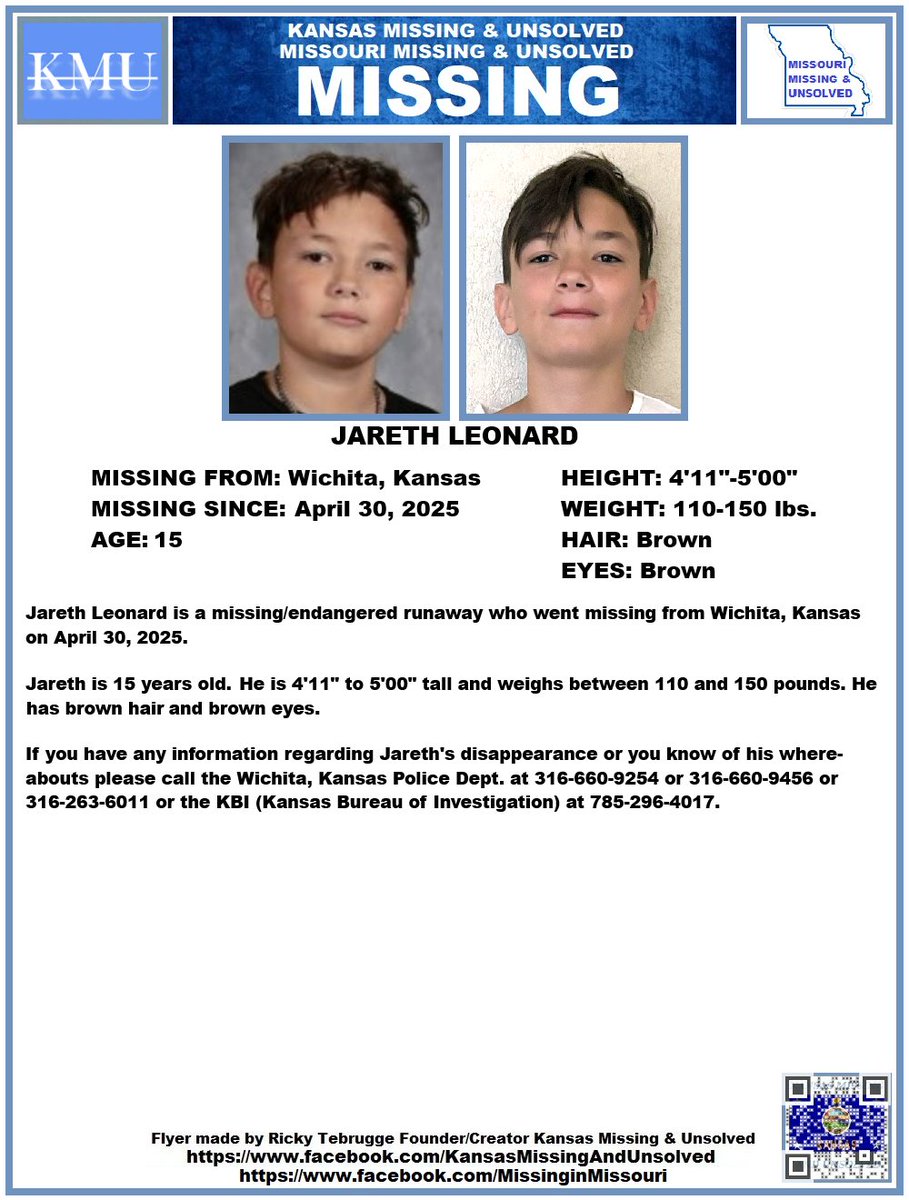 #MISSINGPERSON #MISSING PLEASE SHARE/PRINT/POST!!! JARETH LEONARD (WICHITA, KANSAS)!!!

***NEW FLYER!!!***

<a href="/AnnetteLawless/">Annette Lawless 🌻</a> #KansasMissing #MissingInKS #MissingInKansas #WichitaKS