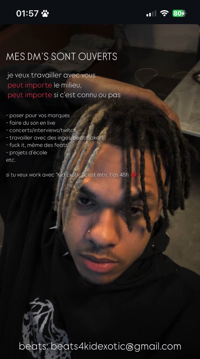 vous avez 48h pour envoyez des dm pour bosser avec kid sur plusieurs chose tel que faire des sons,projet d’école etc