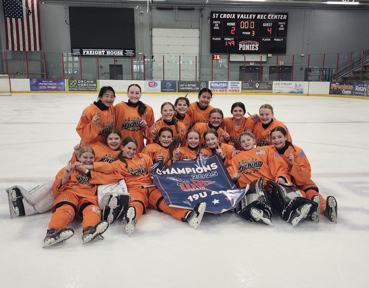 2025 U19 Stars and Stripes Champions! 2011 Machine Orange. Great weekend of hockey for these girls!!